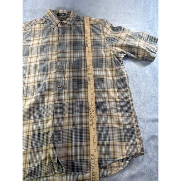Ecko Unlimited mens Large Plaid Button-Up Short Sleeve tan multi color - Picture 10 of 16